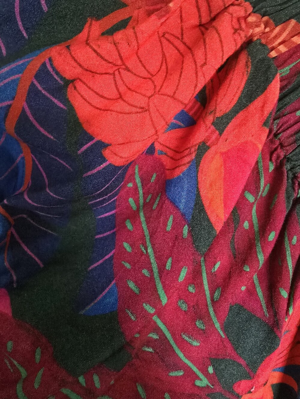 FARM RIO Off Shoulder Dress  Anthropology Tropical Leaf Tiered Size MED - Picture 4 of 8